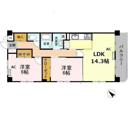 サニーコート神領(2LDK/4階)の間取り写真