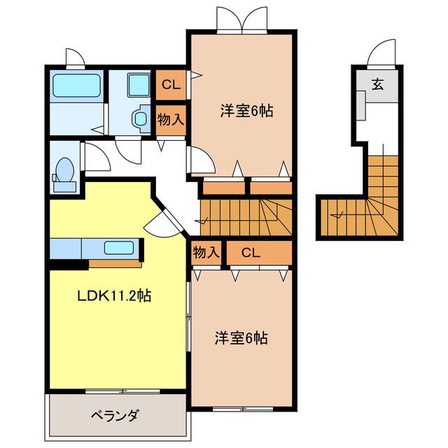 リッツL I(2LDK/2階)の間取り写真