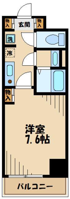 ティーズガーデン小田急相模原(1K/4階)の間取り写真