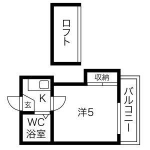 アルカディア北一色(ワンルーム/2階)の間取り写真