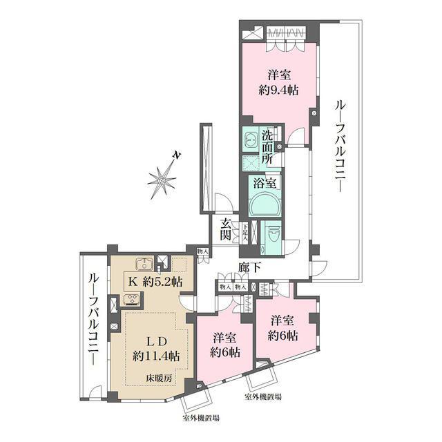 パークハウス中目黒(3LDK/5階)の間取り写真