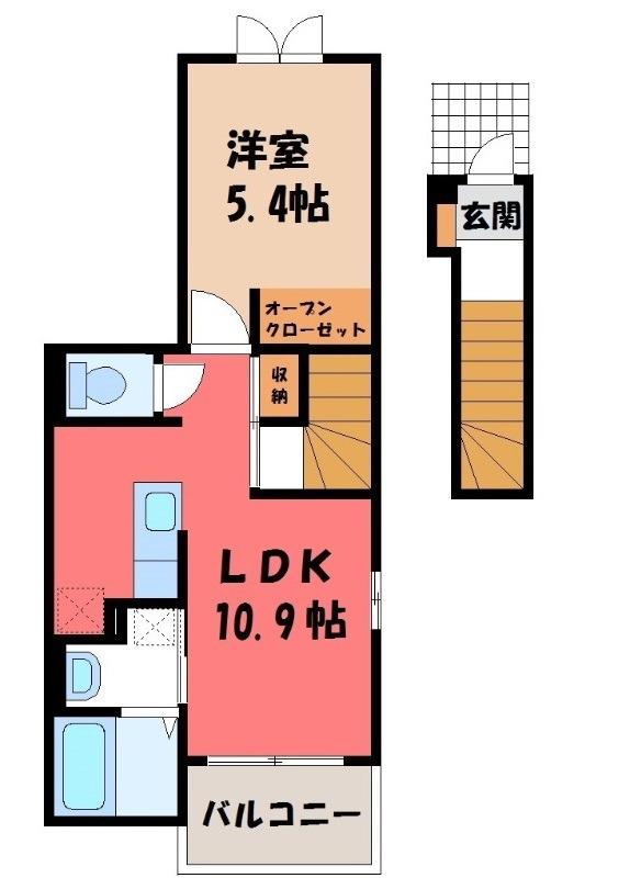 モデッサ(1LDK/2階)の間取り写真