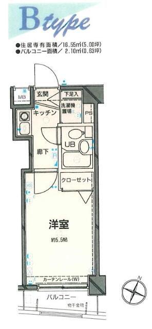 フェニックス茗荷谷(1K/6階)の間取り写真