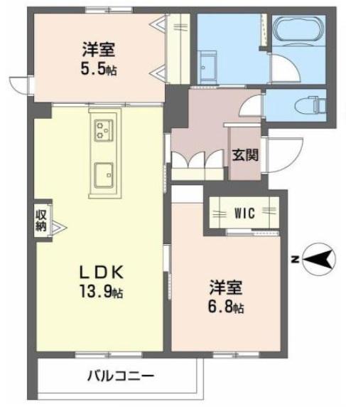 シャーメゾン ウィステリアカーサ(2LDK/2階)の間取り写真