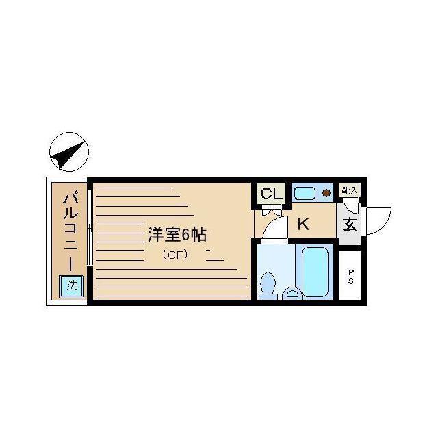 都営大江戸線 西新宿五丁目駅 徒歩1分 無 6月上旬入居可能(1K/2階)の間取り写真