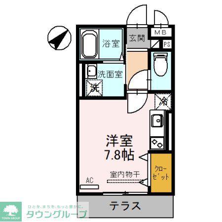 クレシア東川口(ワンルーム/1階)の間取り写真