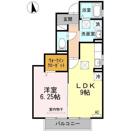 ルシアンローズB棟(1LDK/1階)の間取り写真