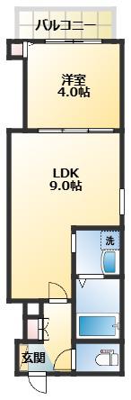 DOAHN 平野本町(1LDK/1階)の間取り写真