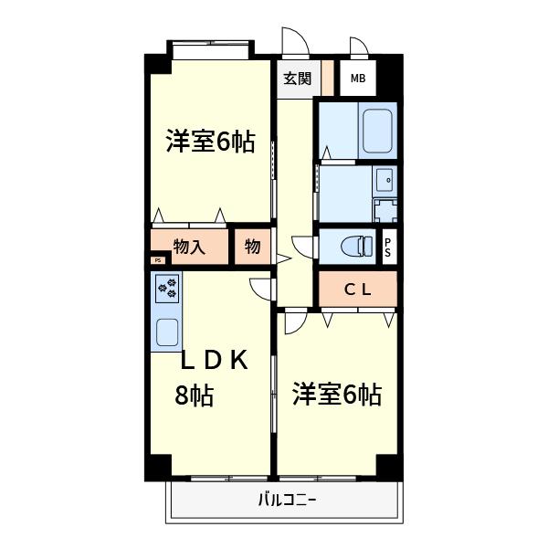 サンコート古曽部(2LDK/3階)の間取り写真