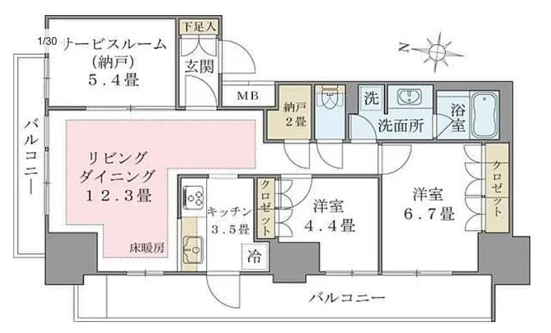 BRILLIA IST 東雲キャナルコート(3LDK/9階)の間取り写真