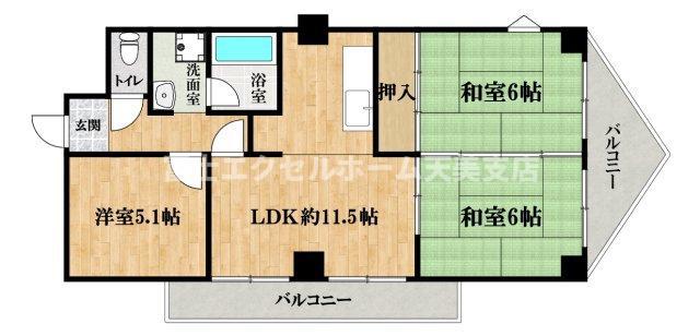 オーナーズマンション西脇(3LDK/4階)の間取り写真