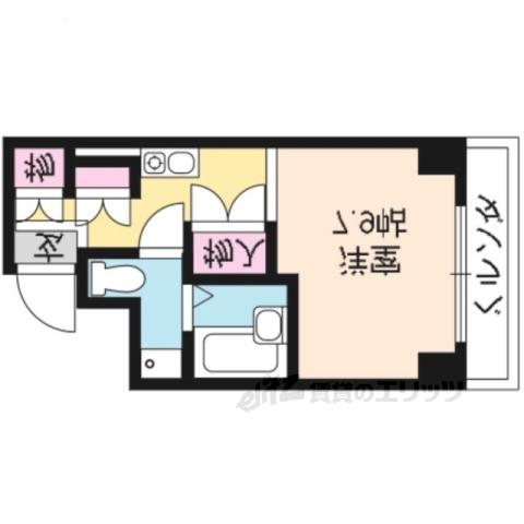 高辻ロイヤルフラッツ(1K/4階)の間取り写真