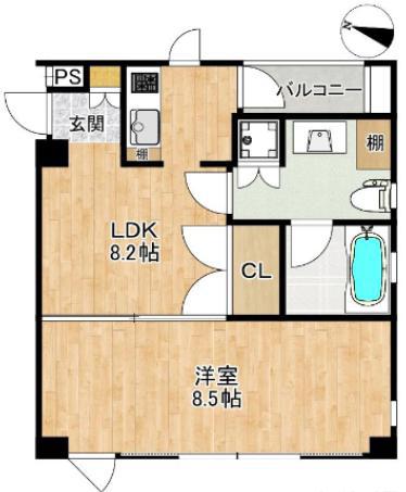 レグルス甲南山手(1LDK/1階)の間取り写真
