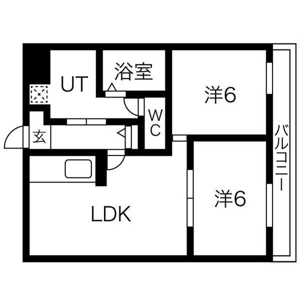ハイツヨシダ(2LDK/3階)の間取り写真