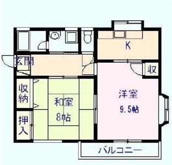 サンパーク弥生A(2K/2階)の間取り写真