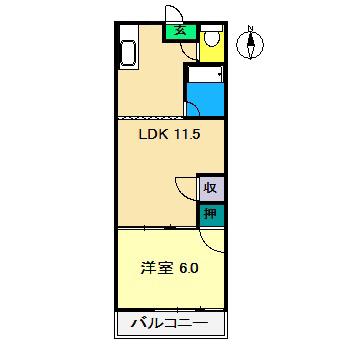 シティハイツ(1LDK/4階)の間取り写真
