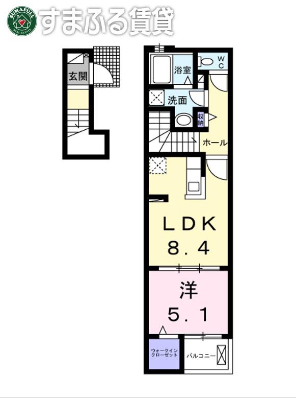 ブルーホーク(1LDK/2階)の間取り写真