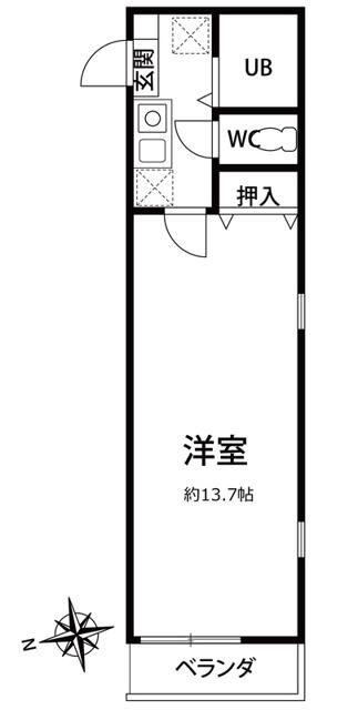 ミリアビタ実籾(1K/2階)の間取り写真