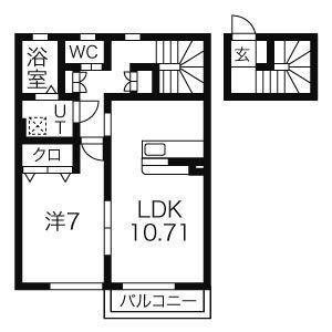 エスポワールLEI(1LDK/2階)の間取り写真
