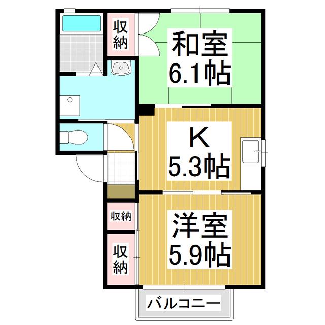 フレグランス 栄A(2K/1階)の間取り写真
