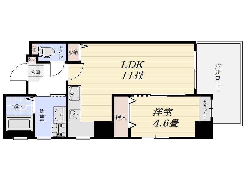 新福ビル(1LDK/5階)の間取り写真