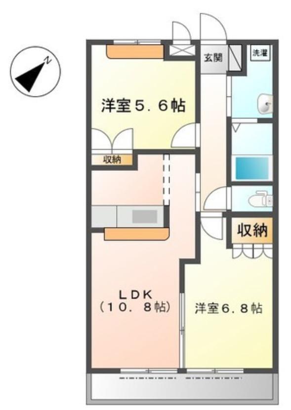 プライムガーデン(2LDK/1階)の間取り写真