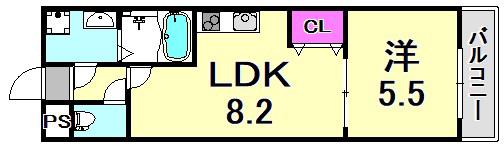 フジパレス尼崎西(1LDK/2階)の間取り写真