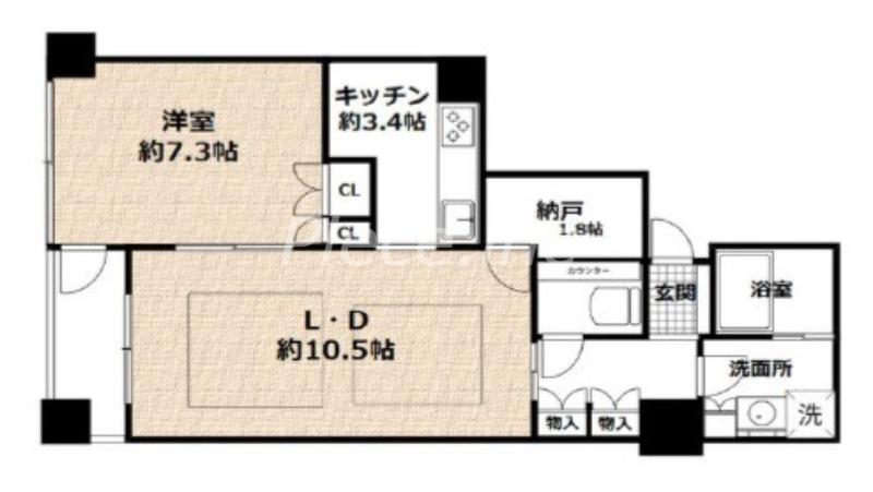 ブランズタワー大阪備後町(1SLDK/19階)の間取り写真