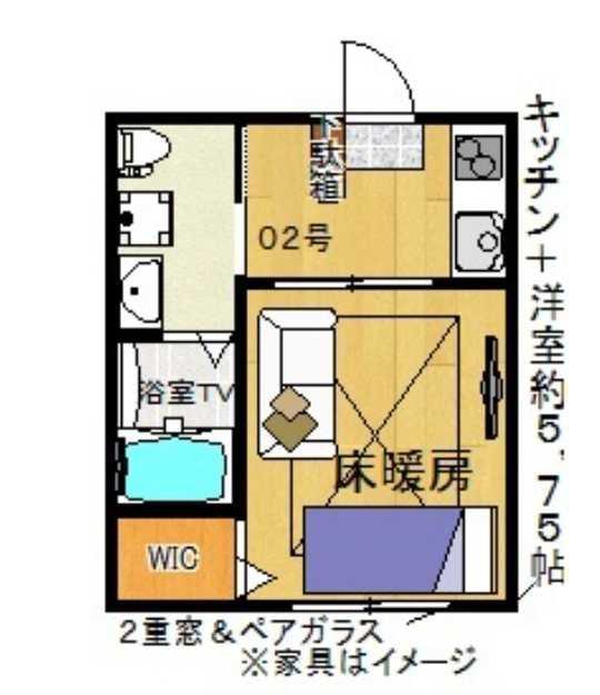 京急本線 生麦駅 徒歩5分 3階建 築15年(1K/2階)の間取り写真