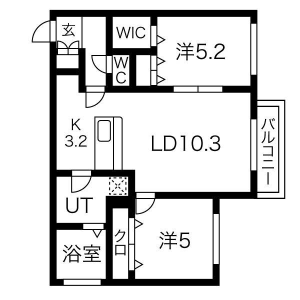 カルミア桑園(2LDK/1階)の間取り写真