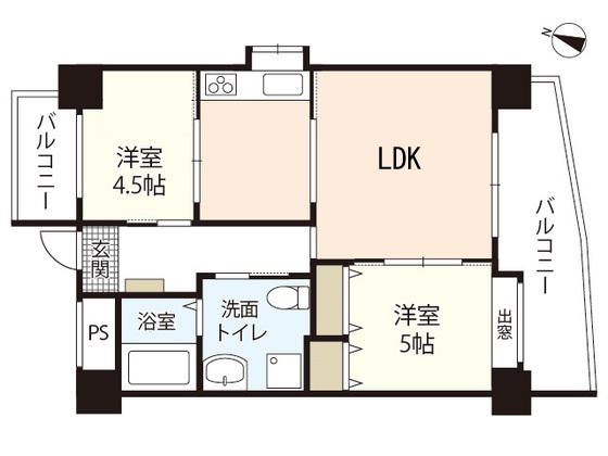 ネスト西かすみ(2LDK/8階)の間取り写真