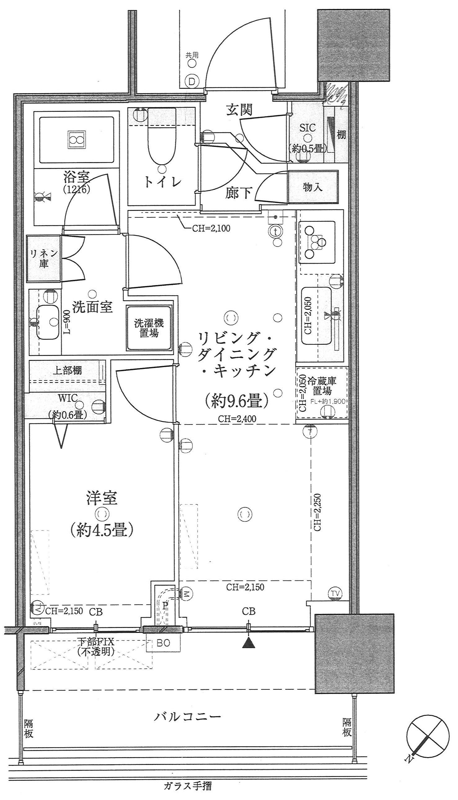 GRAND MARINA TOKYO パークタワー勝どきミッド(1LDK/16階)の間取り写真