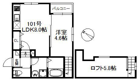 ウィンクルム・CREST(1LDK/1階)の間取り写真