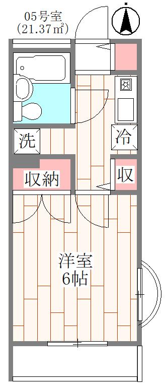 サンモール小林(1K/2階)の間取り写真
