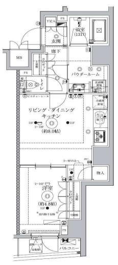 セジョリ東大前(1K/7階)の間取り写真