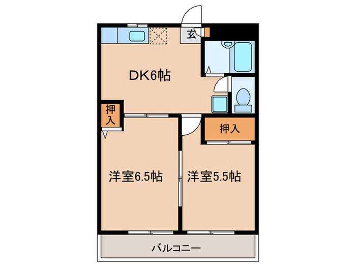 ベイウエスト殿町(2DK/1階)の間取り写真