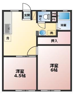 リバ-サイド清水(2DK/1階)の間取り写真