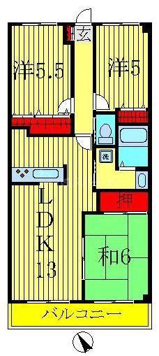 レジデンス柏(3LDK/1階)の間取り写真