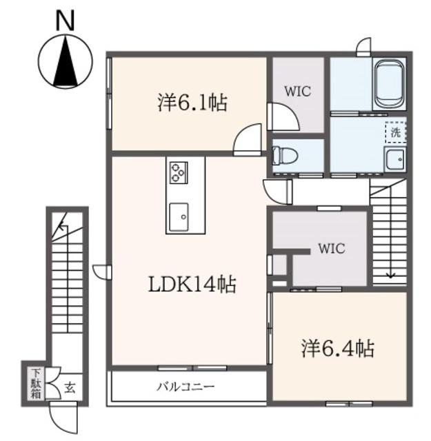 MARE(2LDK/2階)の間取り写真