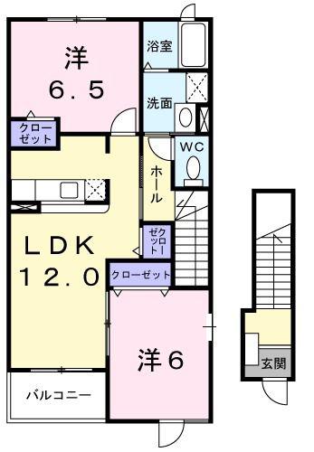 コスモパレス(2LDK/2階)の間取り写真