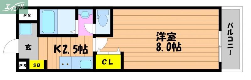 AL CUORE(1K/3階)の間取り写真
