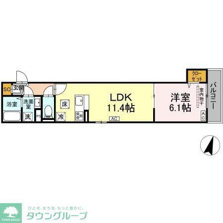 セレスティア西亀有(1LDK/1階)の間取り写真