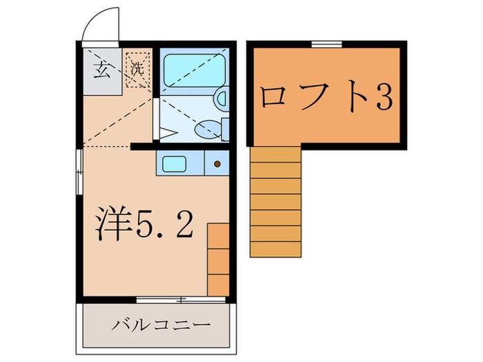 プラージュ(ワンルーム/2階)の間取り写真