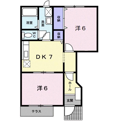 グリーンコーポA(2DK/1階)の間取り写真