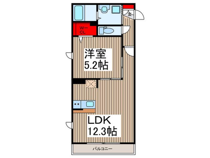 ソシア坂下町(1LDK/2階)の間取り写真