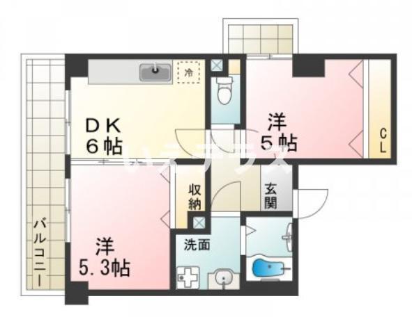 ハーバー壱番館(1LDK/4階)の間取り写真