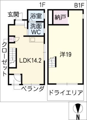 UD翔 東鶉(1LDK/1階)の間取り写真