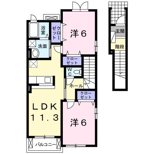 メゾン・ド・松月(2LDK/2階)の間取り写真