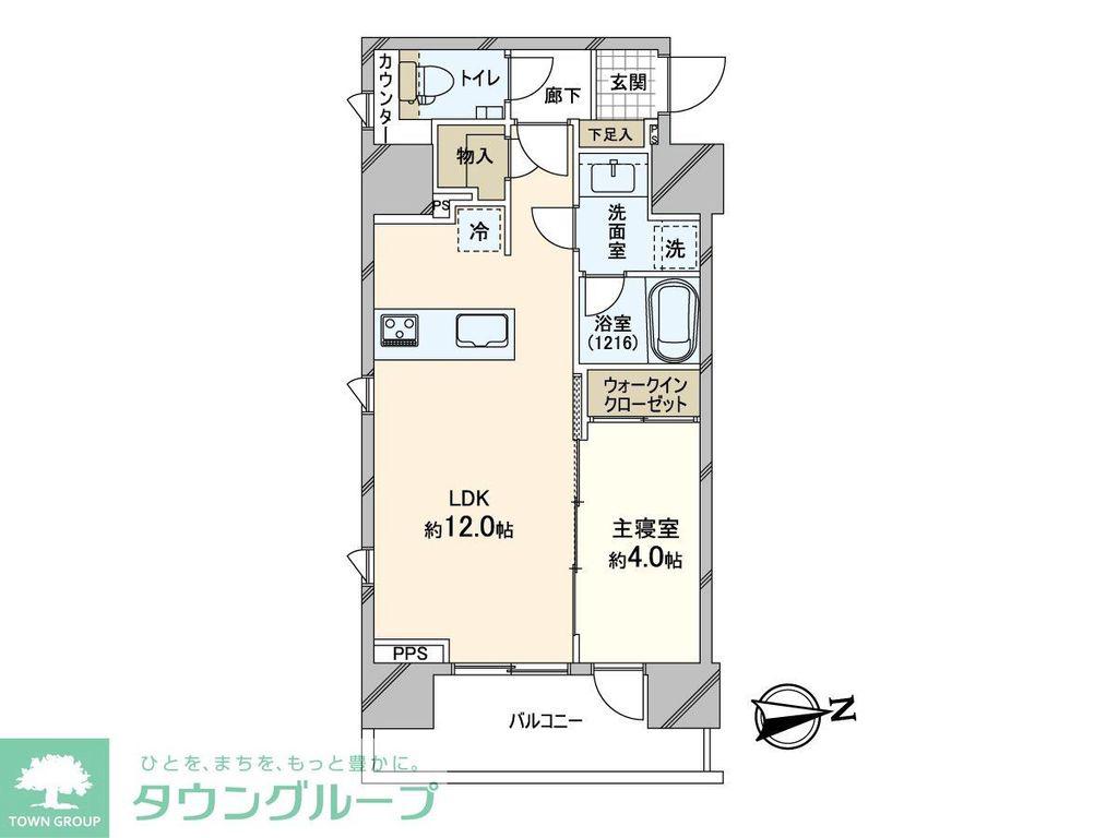 ピアース千代田東神田(1LDK/4階)の間取り写真