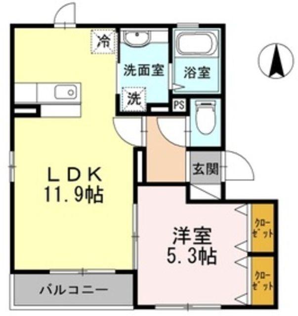 ユイマール A棟(1LDK/3階)の間取り写真